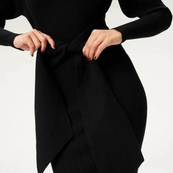 Good American Belted Rib Knit Bodycon Midi Dress - Picture 4 of 10